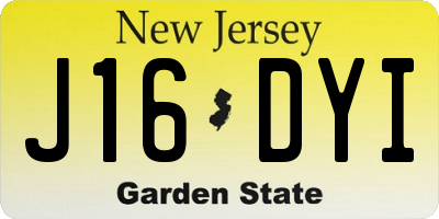 NJ license plate J16DYI