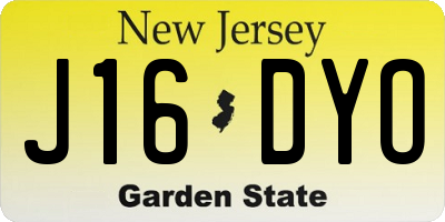 NJ license plate J16DYO