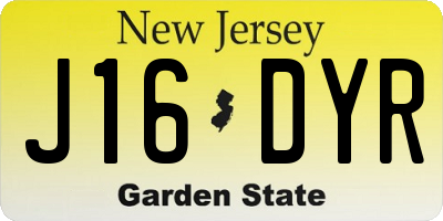 NJ license plate J16DYR