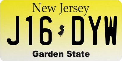NJ license plate J16DYW
