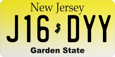 NJ license plate J16DYY