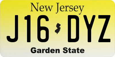 NJ license plate J16DYZ