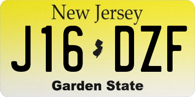 NJ license plate J16DZF