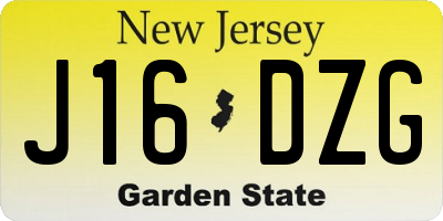 NJ license plate J16DZG