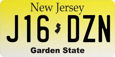 NJ license plate J16DZN