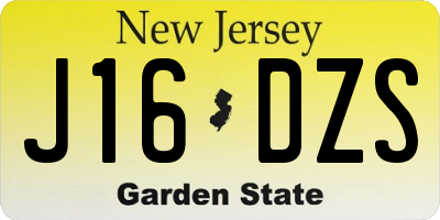 NJ license plate J16DZS