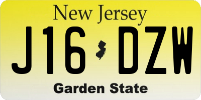 NJ license plate J16DZW