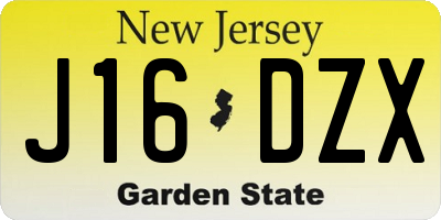 NJ license plate J16DZX
