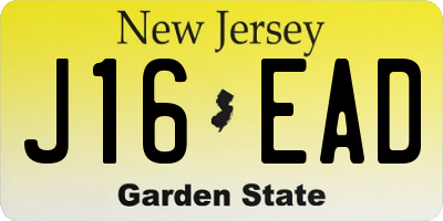 NJ license plate J16EAD