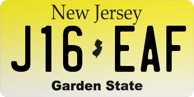 NJ license plate J16EAF