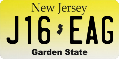NJ license plate J16EAG