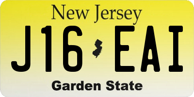 NJ license plate J16EAI