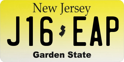 NJ license plate J16EAP