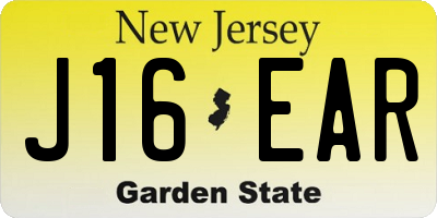 NJ license plate J16EAR