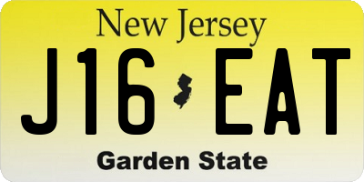 NJ license plate J16EAT