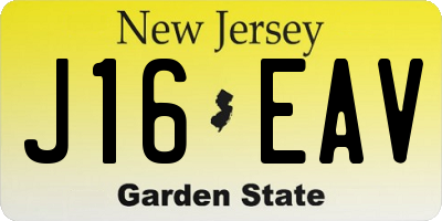 NJ license plate J16EAV