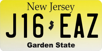 NJ license plate J16EAZ