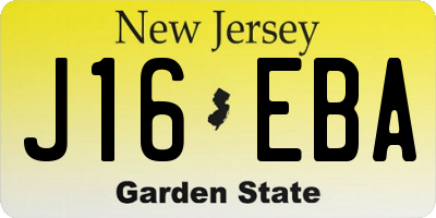 NJ license plate J16EBA