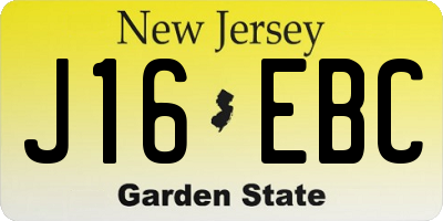NJ license plate J16EBC