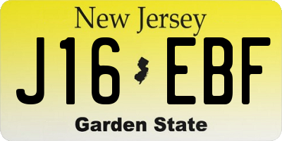 NJ license plate J16EBF