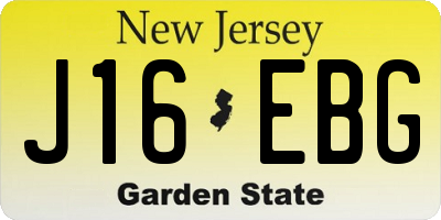 NJ license plate J16EBG