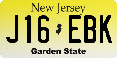 NJ license plate J16EBK