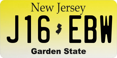 NJ license plate J16EBW