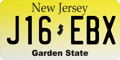 NJ license plate J16EBX