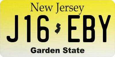 NJ license plate J16EBY
