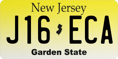 NJ license plate J16ECA
