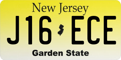 NJ license plate J16ECE