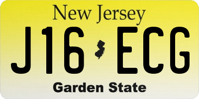 NJ license plate J16ECG