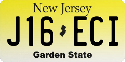 NJ license plate J16ECI