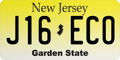 NJ license plate J16ECO