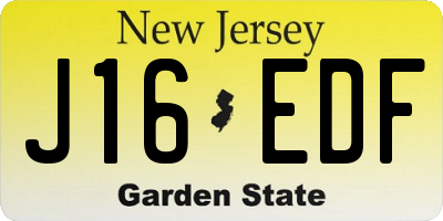 NJ license plate J16EDF