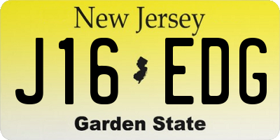 NJ license plate J16EDG