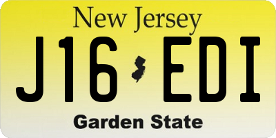 NJ license plate J16EDI