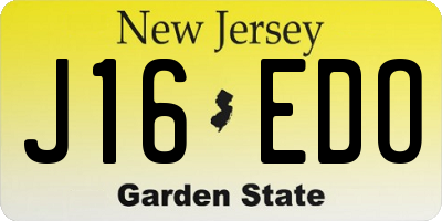 NJ license plate J16EDO