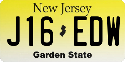 NJ license plate J16EDW