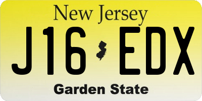 NJ license plate J16EDX
