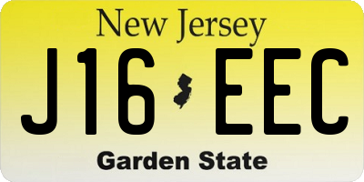 NJ license plate J16EEC