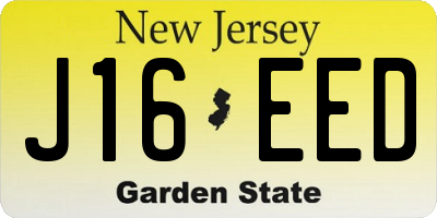NJ license plate J16EED