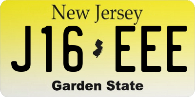 NJ license plate J16EEE