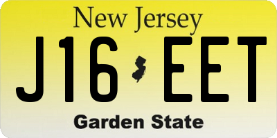 NJ license plate J16EET