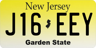 NJ license plate J16EEY