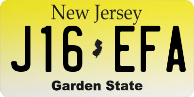 NJ license plate J16EFA