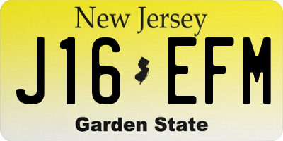 NJ license plate J16EFM