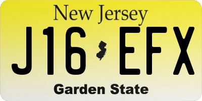 NJ license plate J16EFX