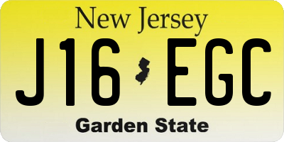 NJ license plate J16EGC