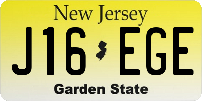 NJ license plate J16EGE